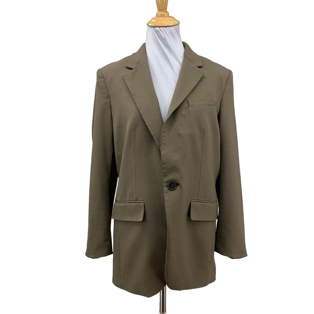 Babaton Blazer Womens XS Dark Biscuit Wool Blend Stretch Single Button Longline